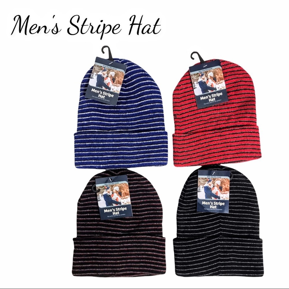 NWT Men's Stripe Hat: 4 Colors to Choose From
